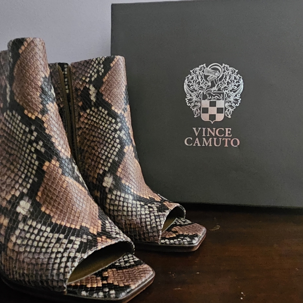 Vince Camuto Black Snakeskin Booties